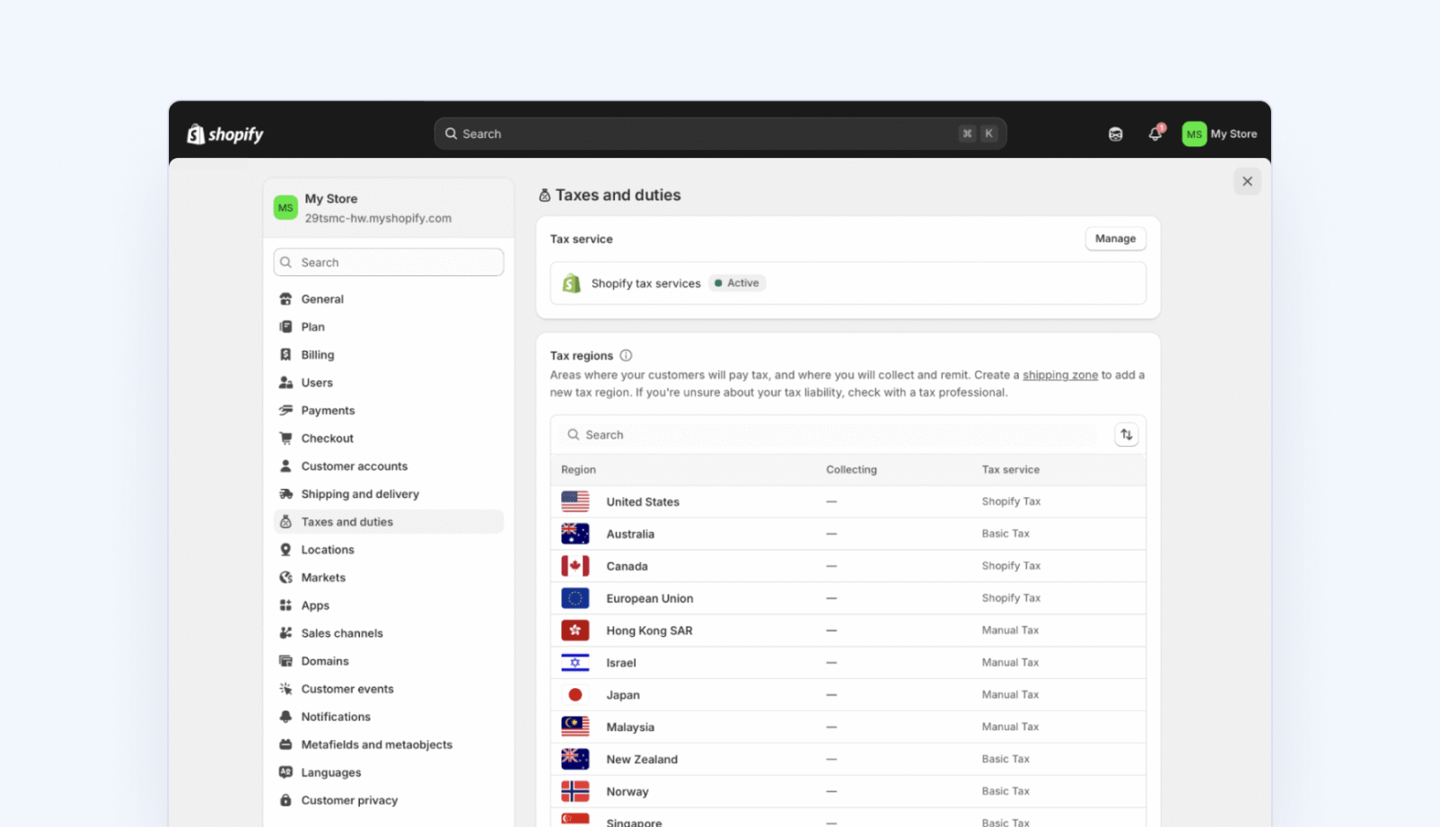 Add Shopify tax ID