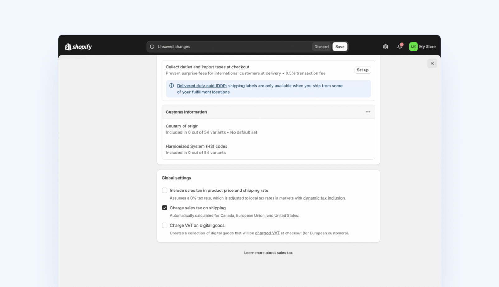 Shopify Tax shipping tax
