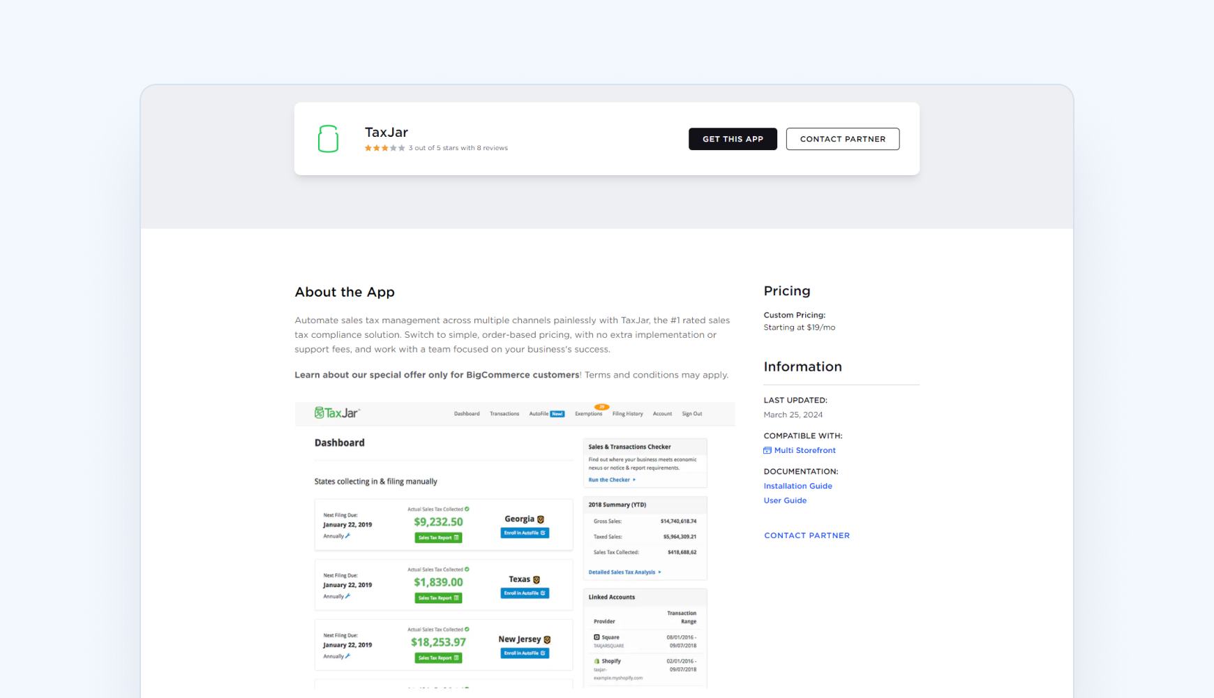 TaxJar BigCommerce sales tax integration