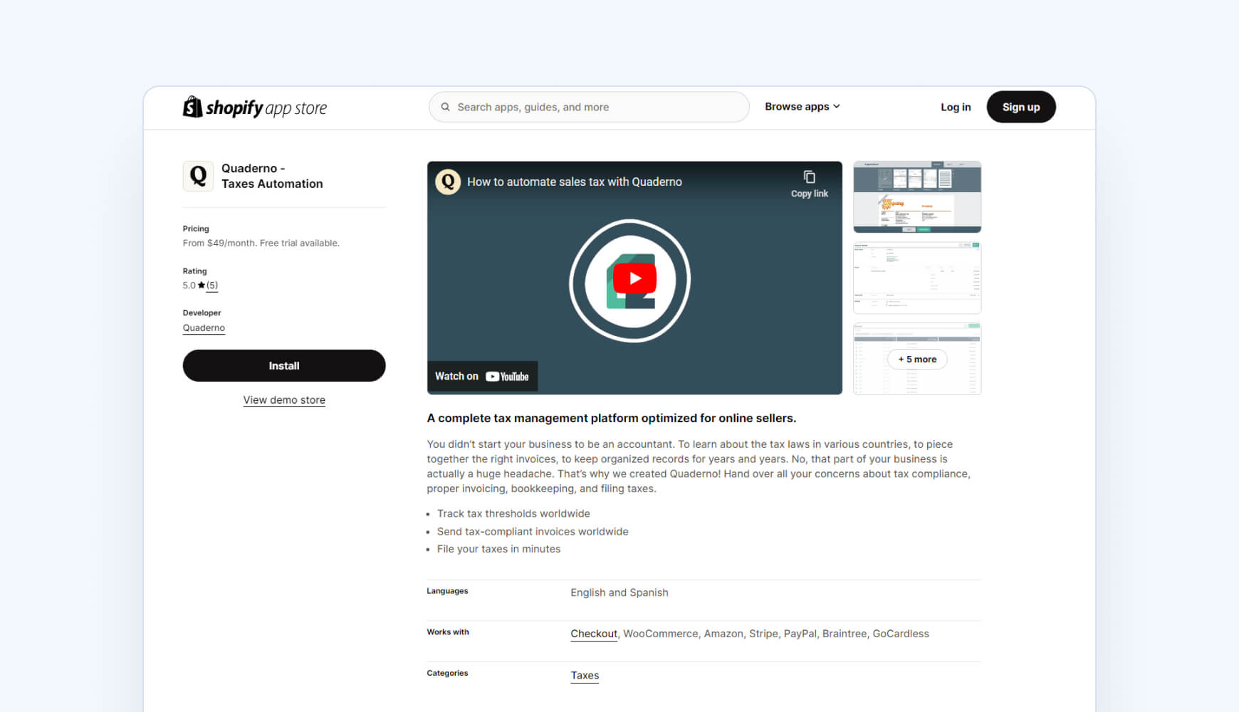 Quaderno Shopify