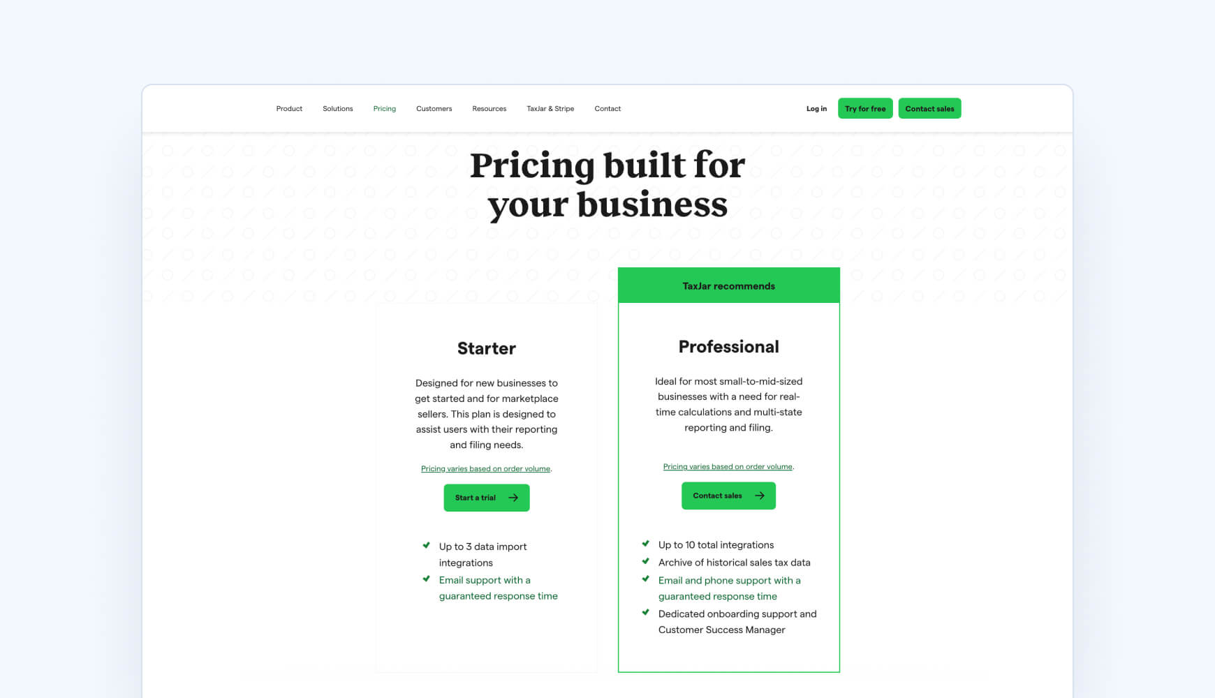 TaxJar Professional plan