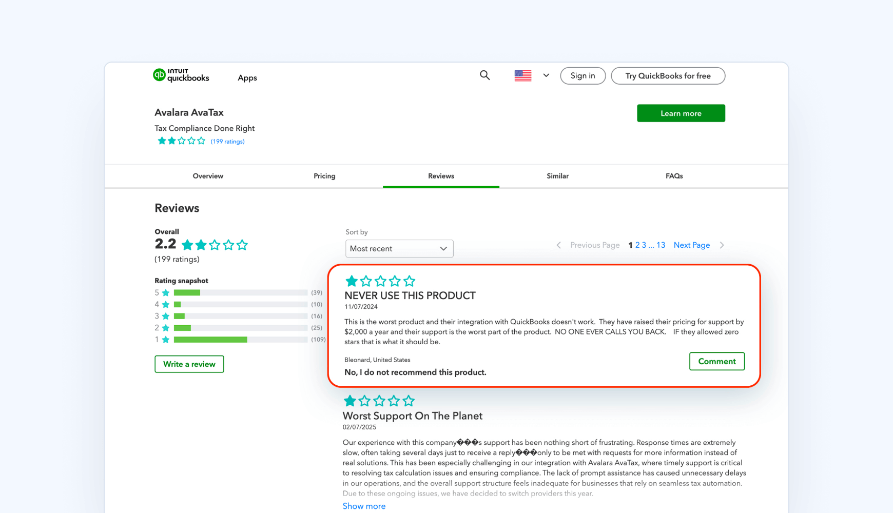 avalara quickbooks reviews