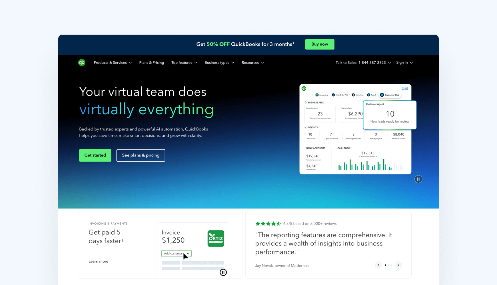 quickbooks online homepage