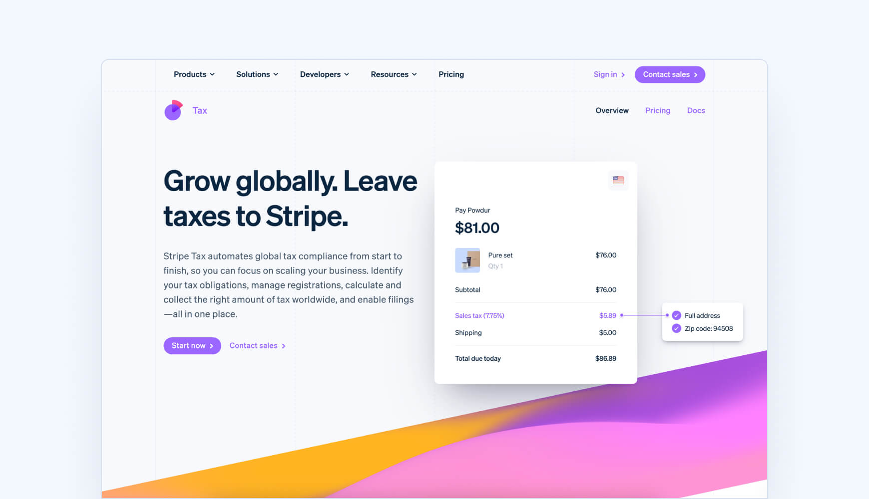 Best sales tax API Stripe Tax