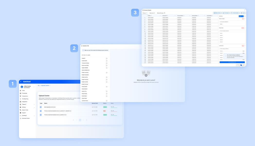 TaxCloud CSV upload experience