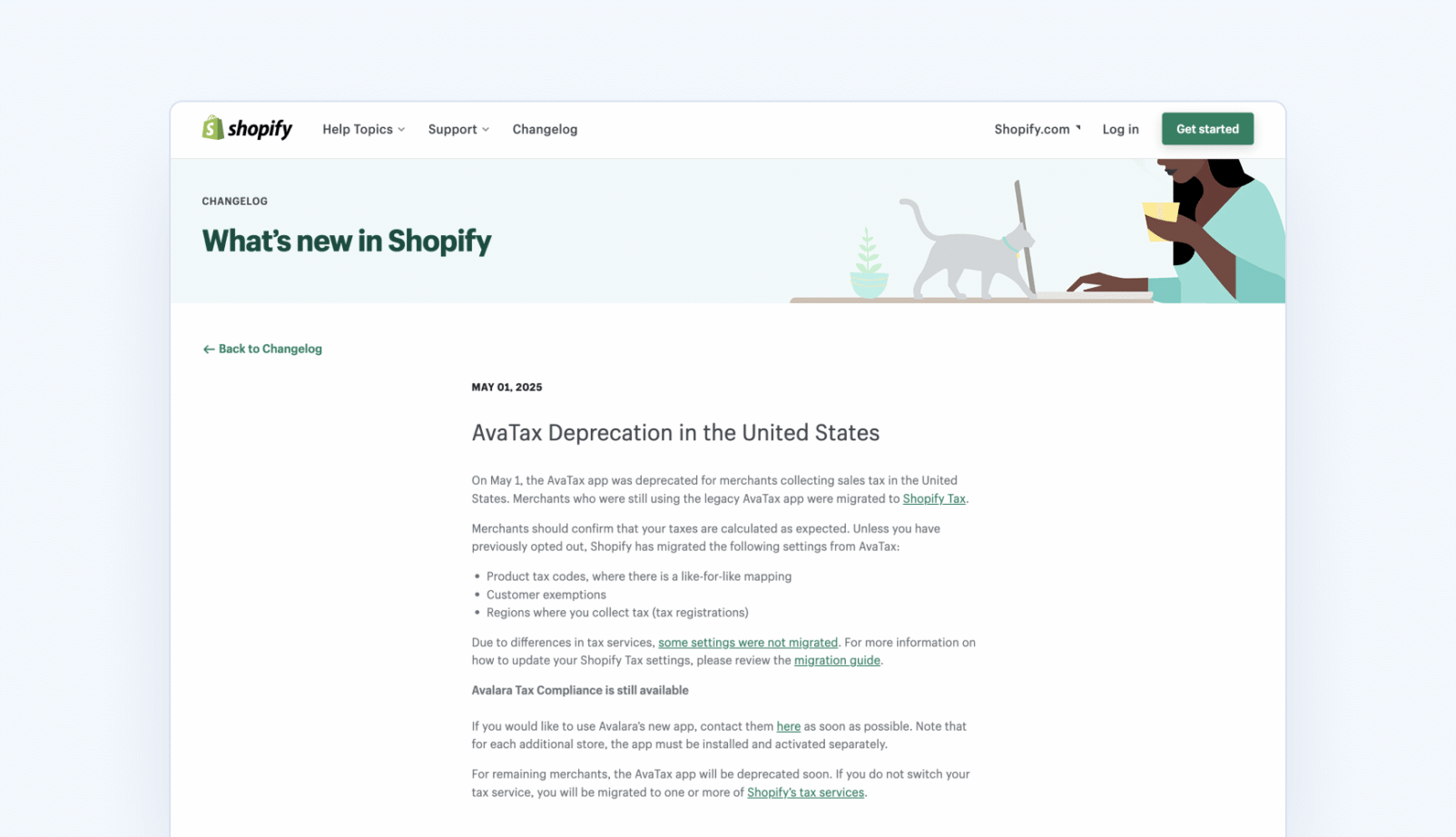 Deprecation Avalara AvaTax Shopify