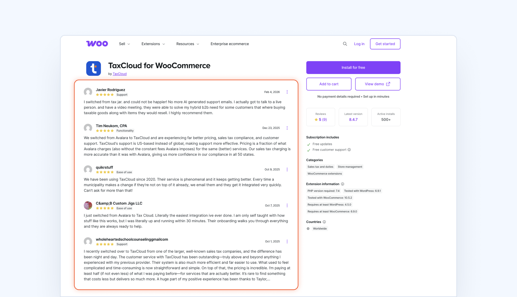 TaxCloud WooCommerce reviews