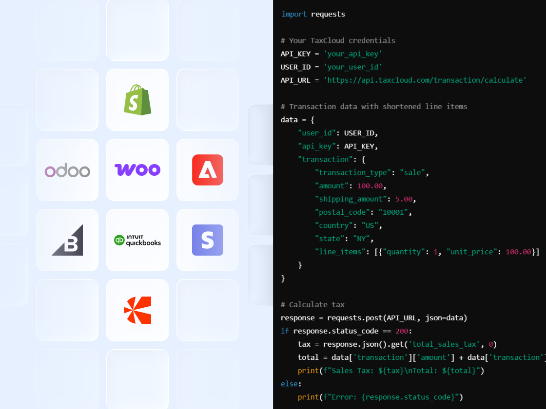 TaxCloud’s pre-built integrations