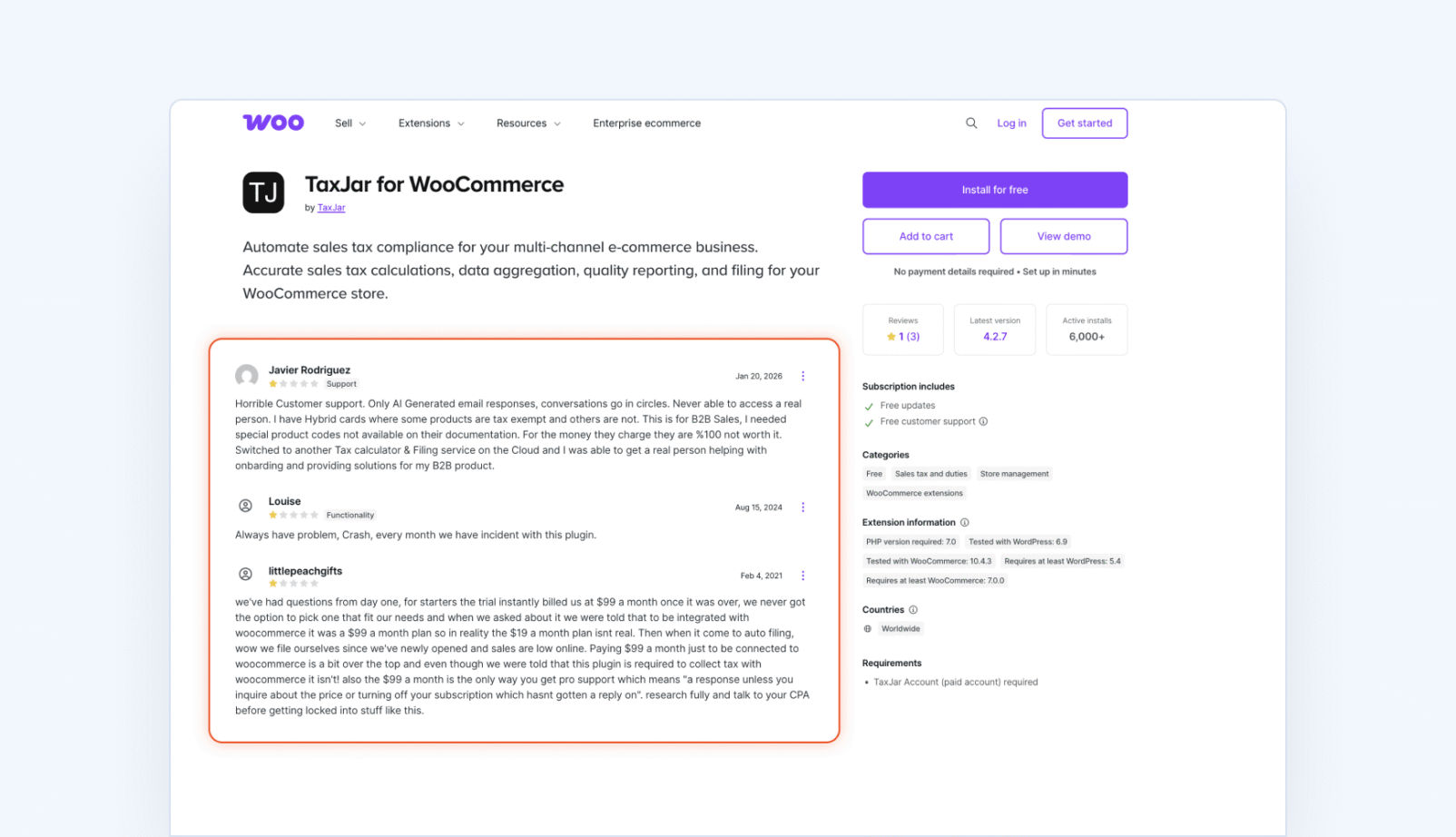 TaxJar WooCommerce reviews
