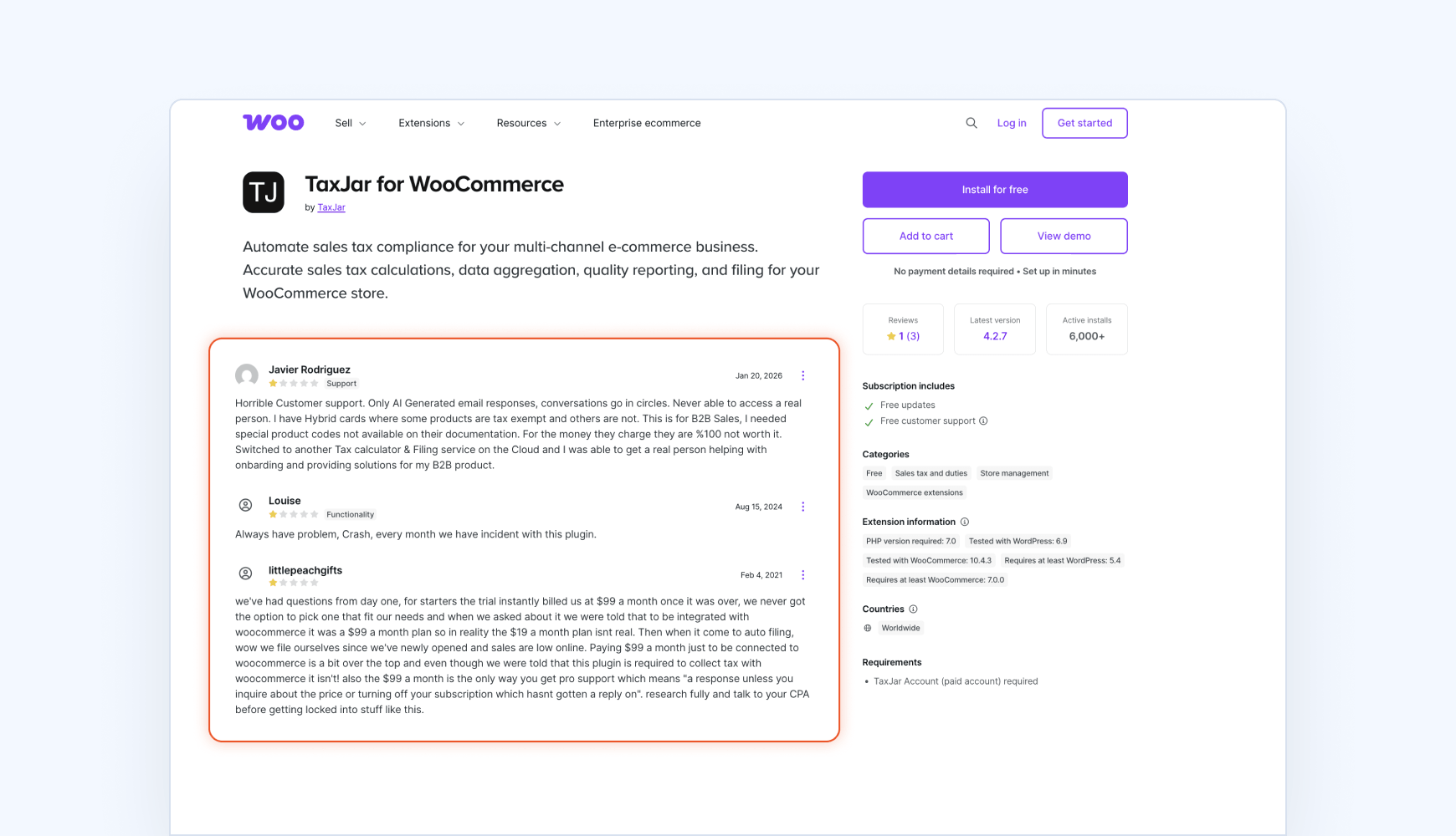 TaxJar WooCommerce reviews