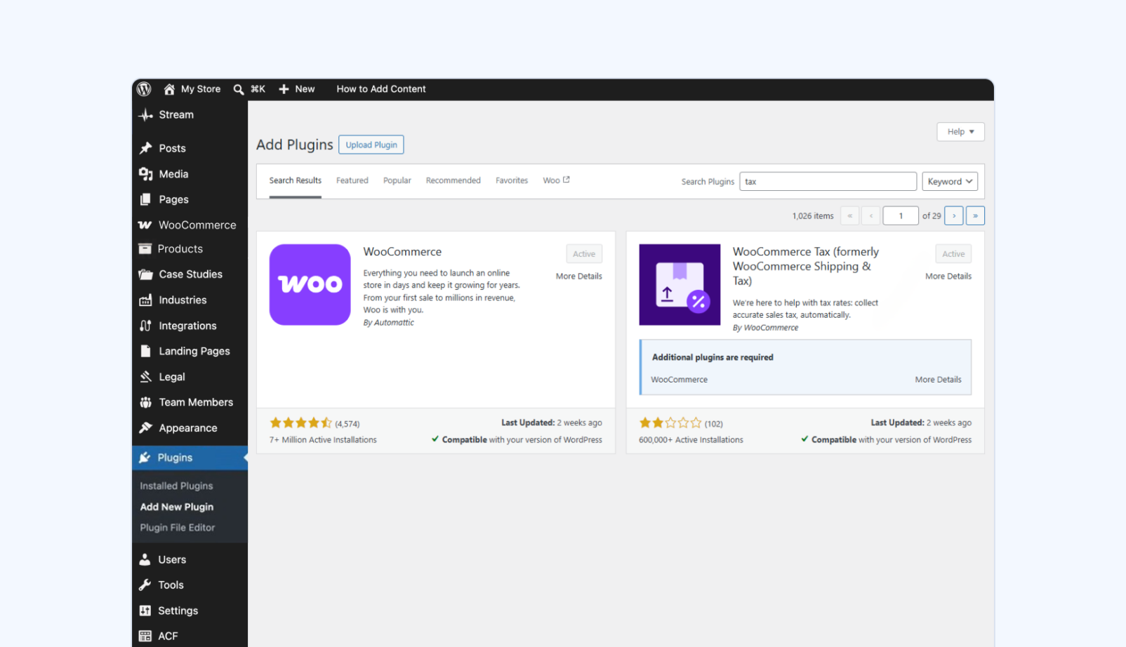 Install WooCommerce Tax plugin