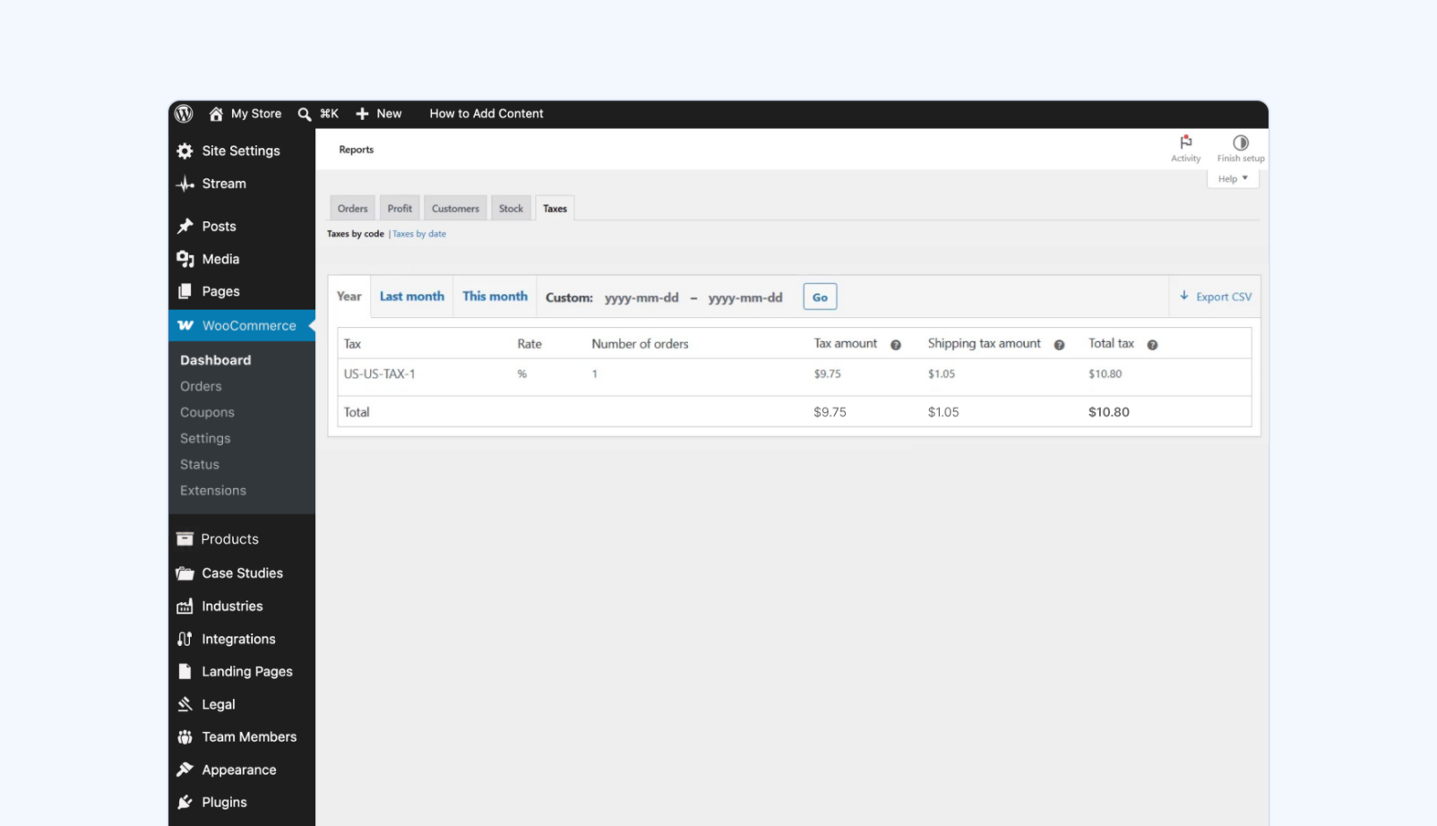Set your standard tax rates in WooCommerce