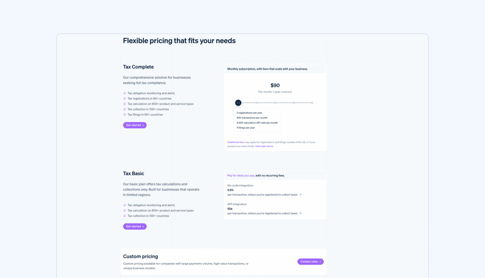 Stripe Tax pricing plans